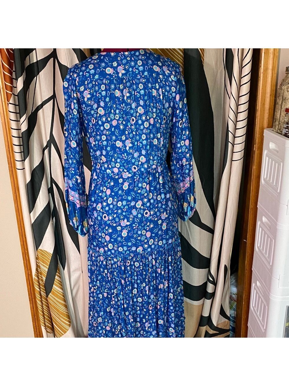 Bohemian Blue Floral Long Sleeve Dress - Picture 3 of 12